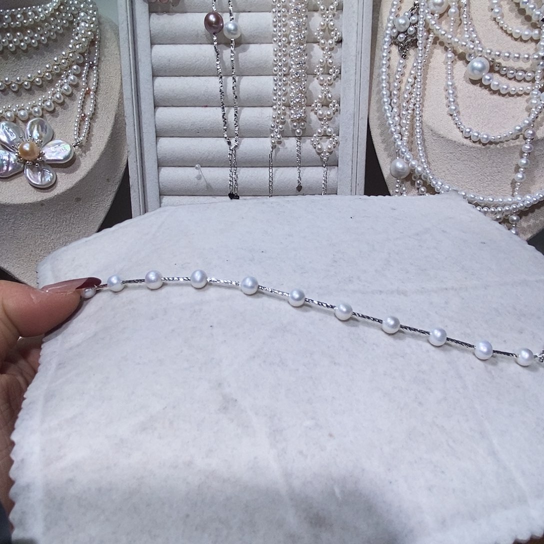 淡水珍珠银S925镶嵌手绳设计手链