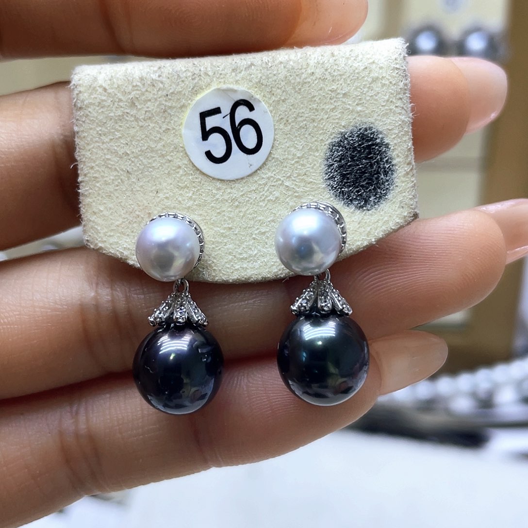 海水珍珠耳饰银S925镶嵌