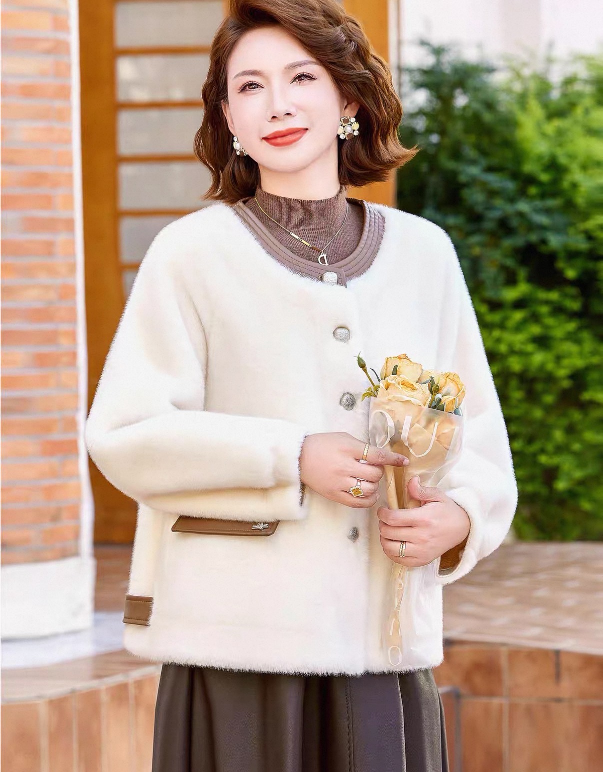 冬季外套女修身型韩式森系小香风白色气质上衣