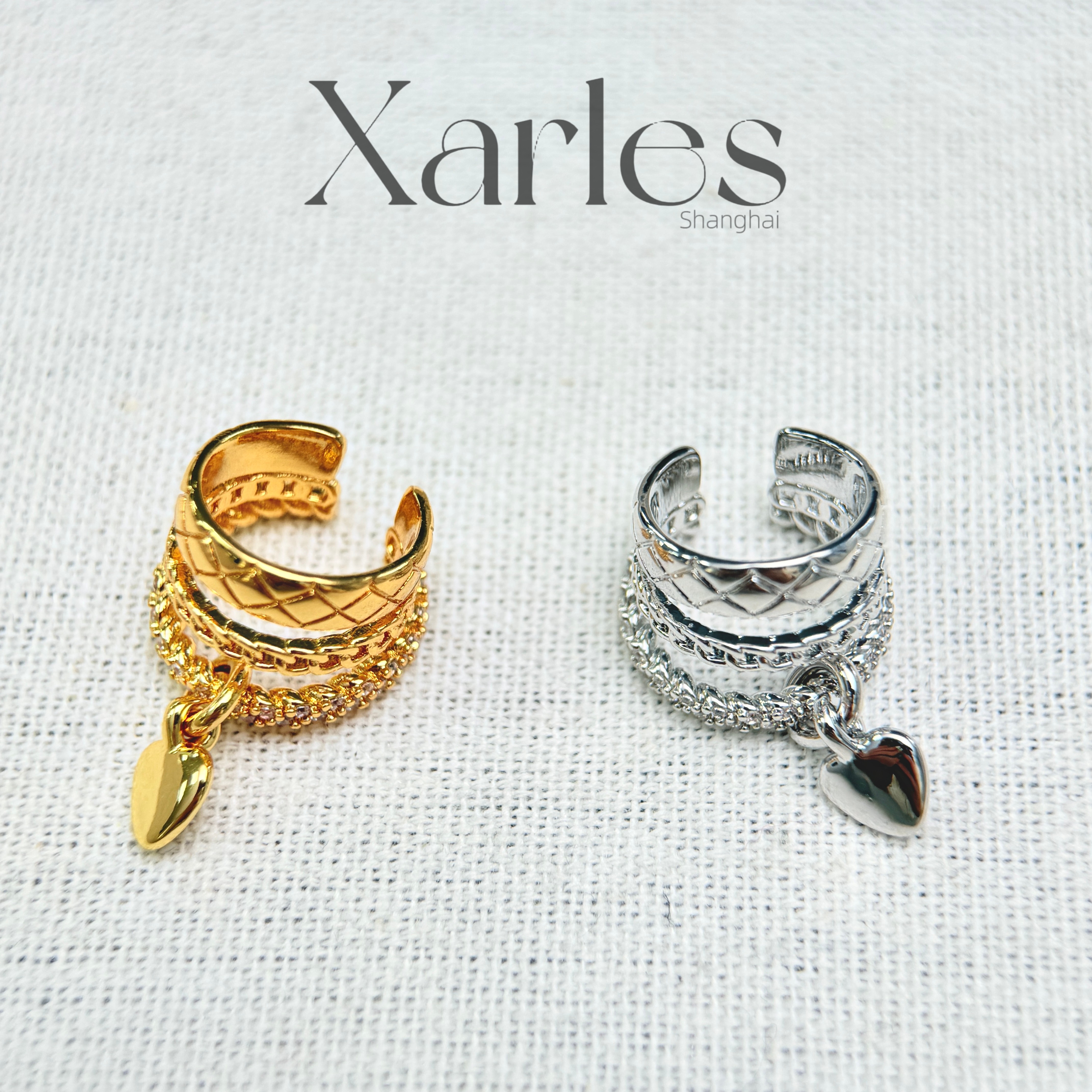 铜合金耳饰 三层爱心耳骨夹E13426/E13427