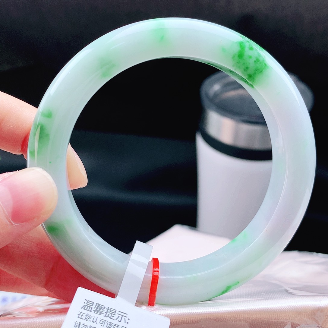 未镶嵌手镯翡翠59+白底青