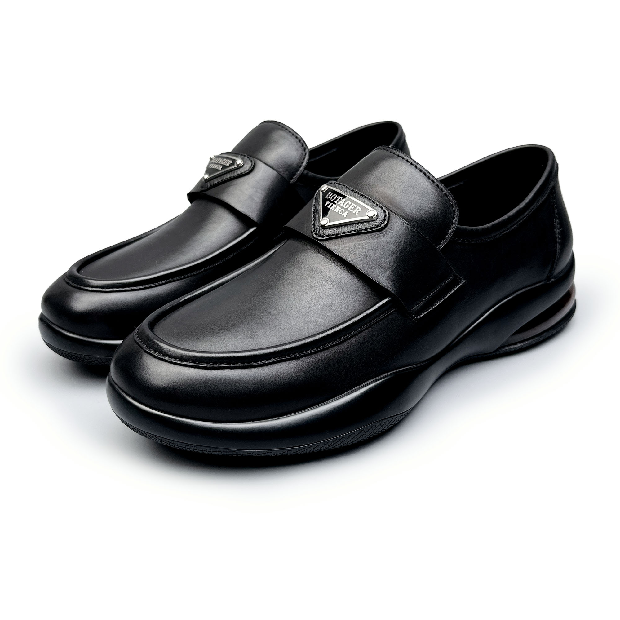 BIEUBRAYR【有单有棉】真皮时尚一脚蹬百搭休闲低帮舒适男鞋黑色