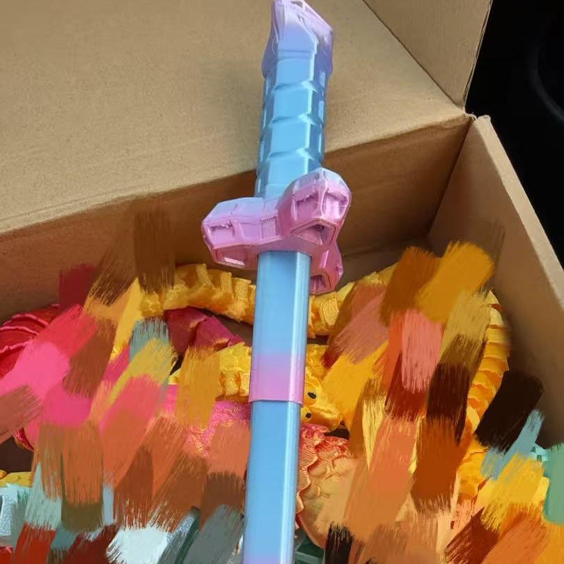【到手30个】3D打印伸缩剑 8-9个颜色混发 学生文具套装