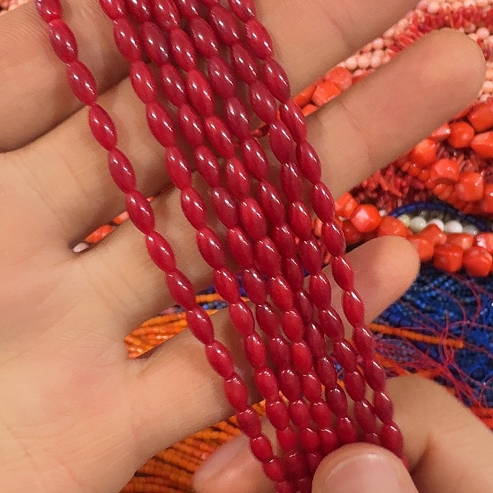 玛瑙/玉髓合金珠宝半成品一条3x6mm小米珠