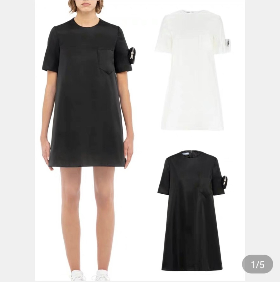 未使用 Prada/普拉达 三角徽标logo短袖休闲连衣裙 38码 02862 