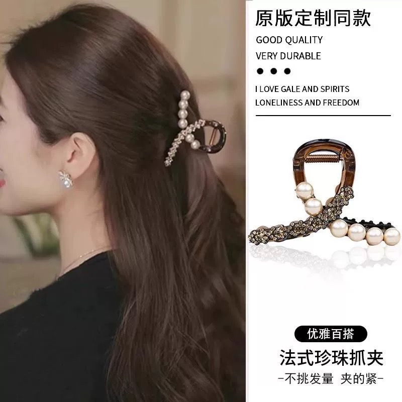 新款女夏抓夹轻奢小众百搭鲨鱼夹后脑勺盘发夹子2253