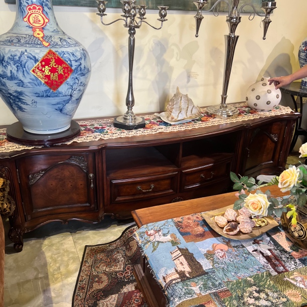 电视柜美式古典木纹法式奢华储藏