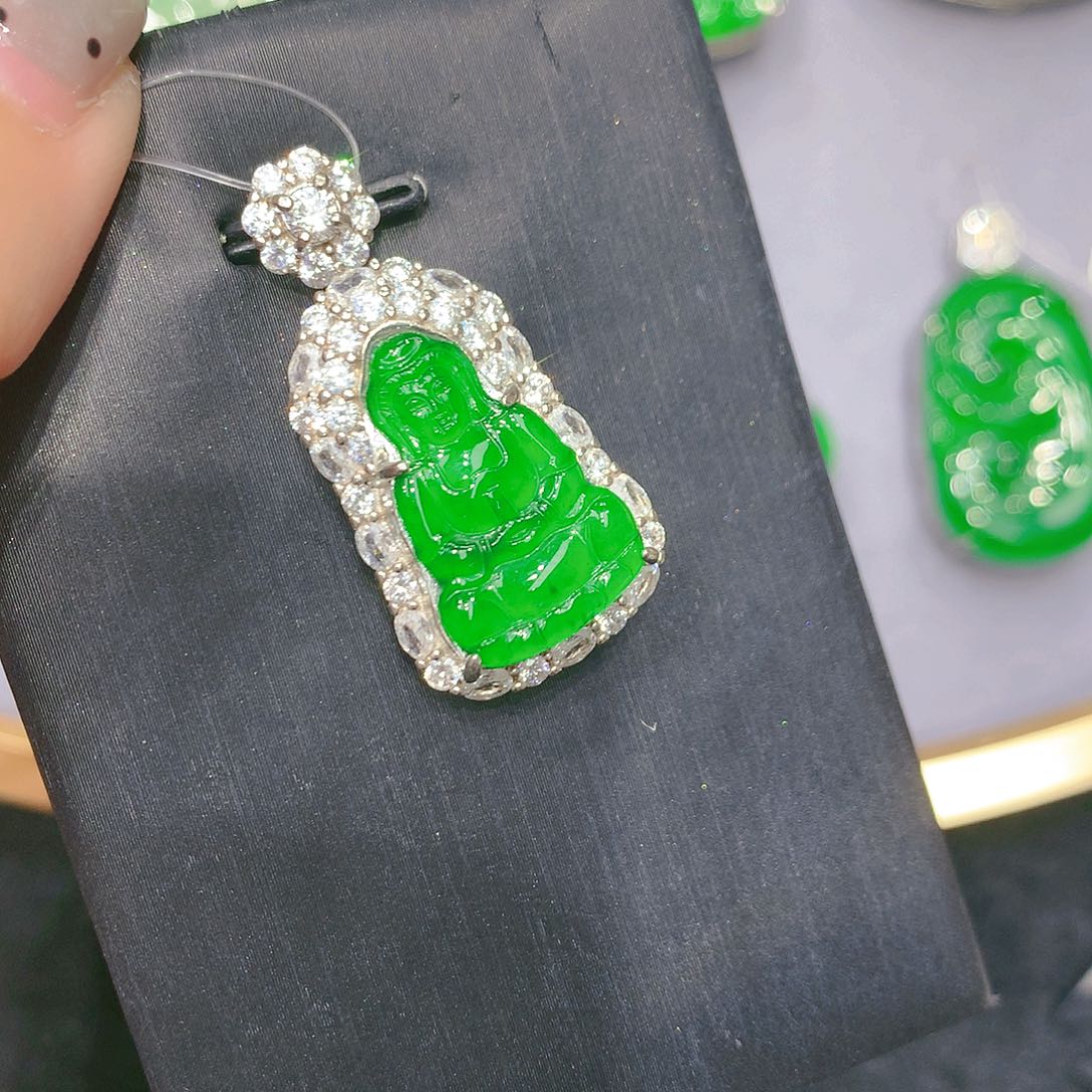 翡翠颈饰银S925镶嵌00088