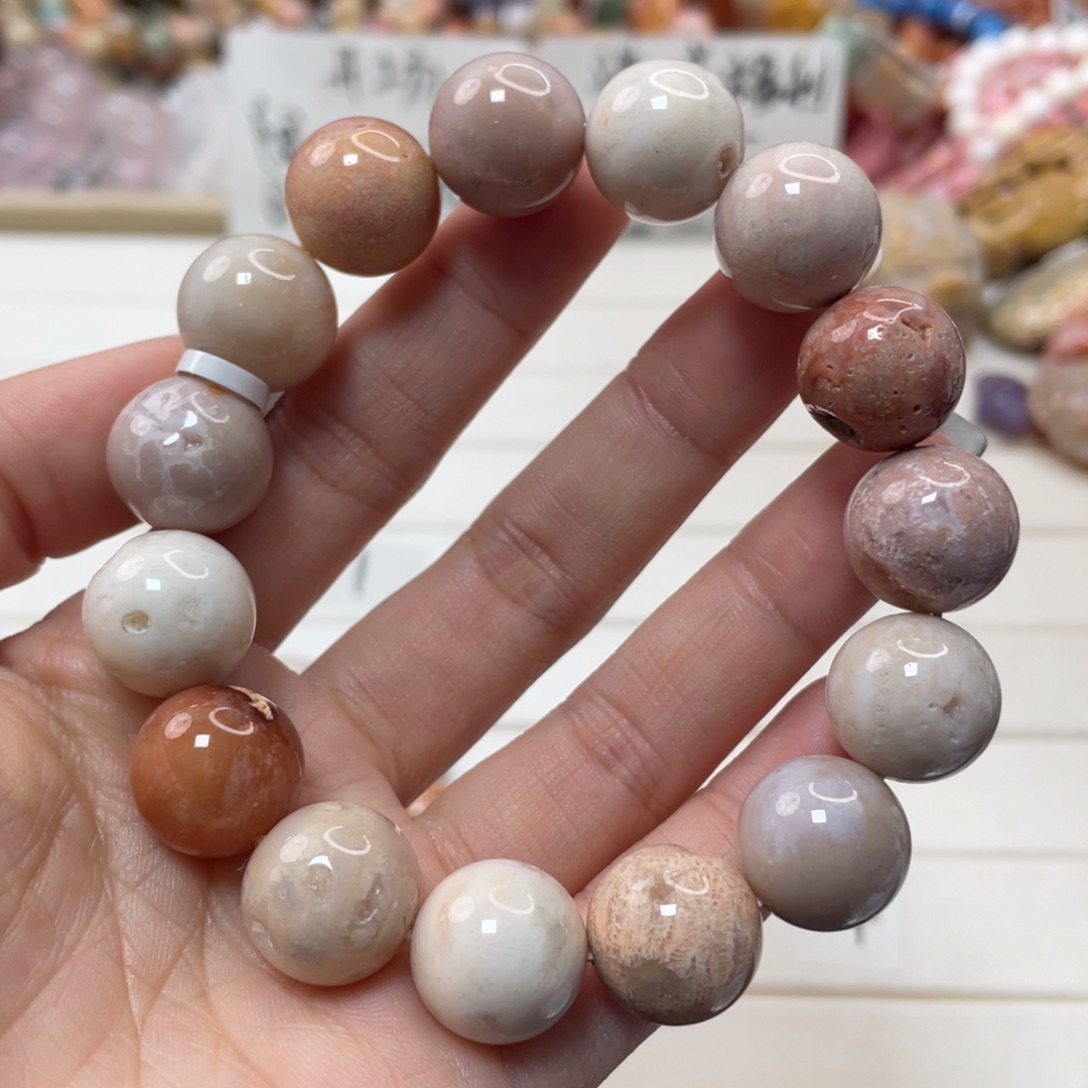 未镶嵌手链硅化玉老***人023