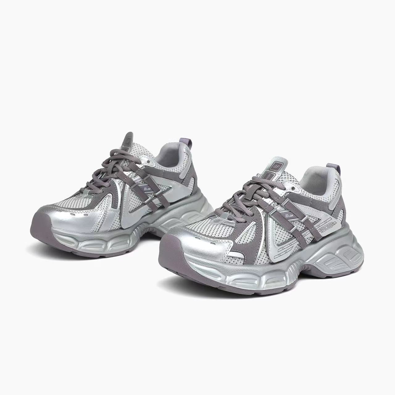 C5473 银紫  夏季时尚老爹鞋女2025新款厚底增高休闲运动鞋