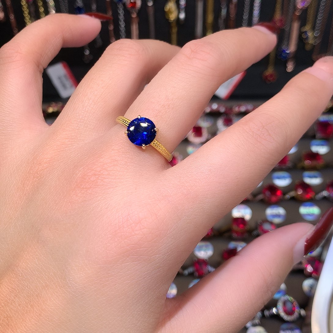 蓝宝石戒指银S925镶嵌8