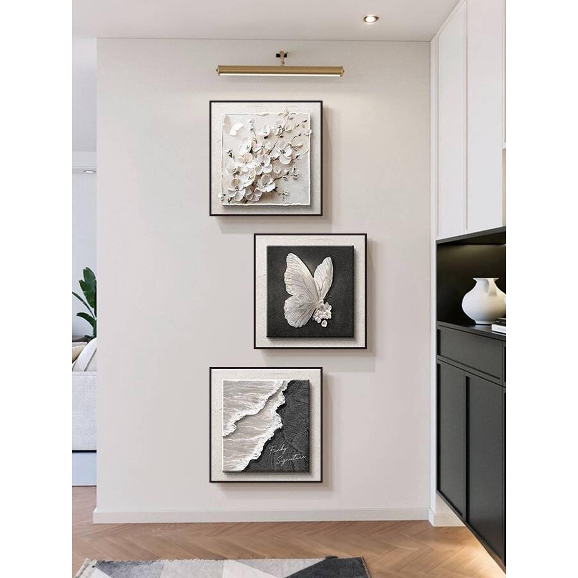 极简玄关装饰画黑白灰入户正对门壁画2025新款高级感走廊过道挂画