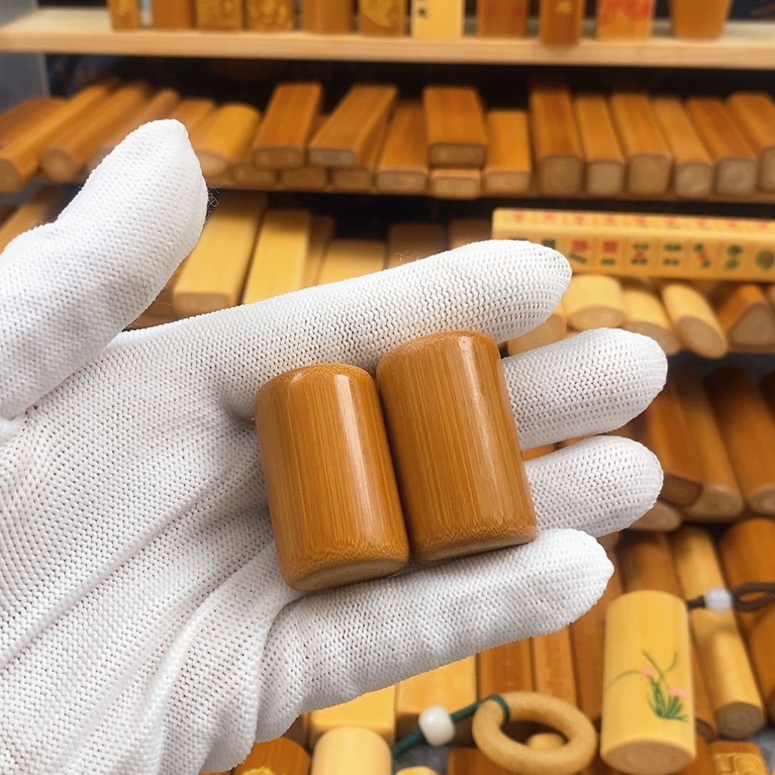 竹实心竹红皮圆柱墩墩一对