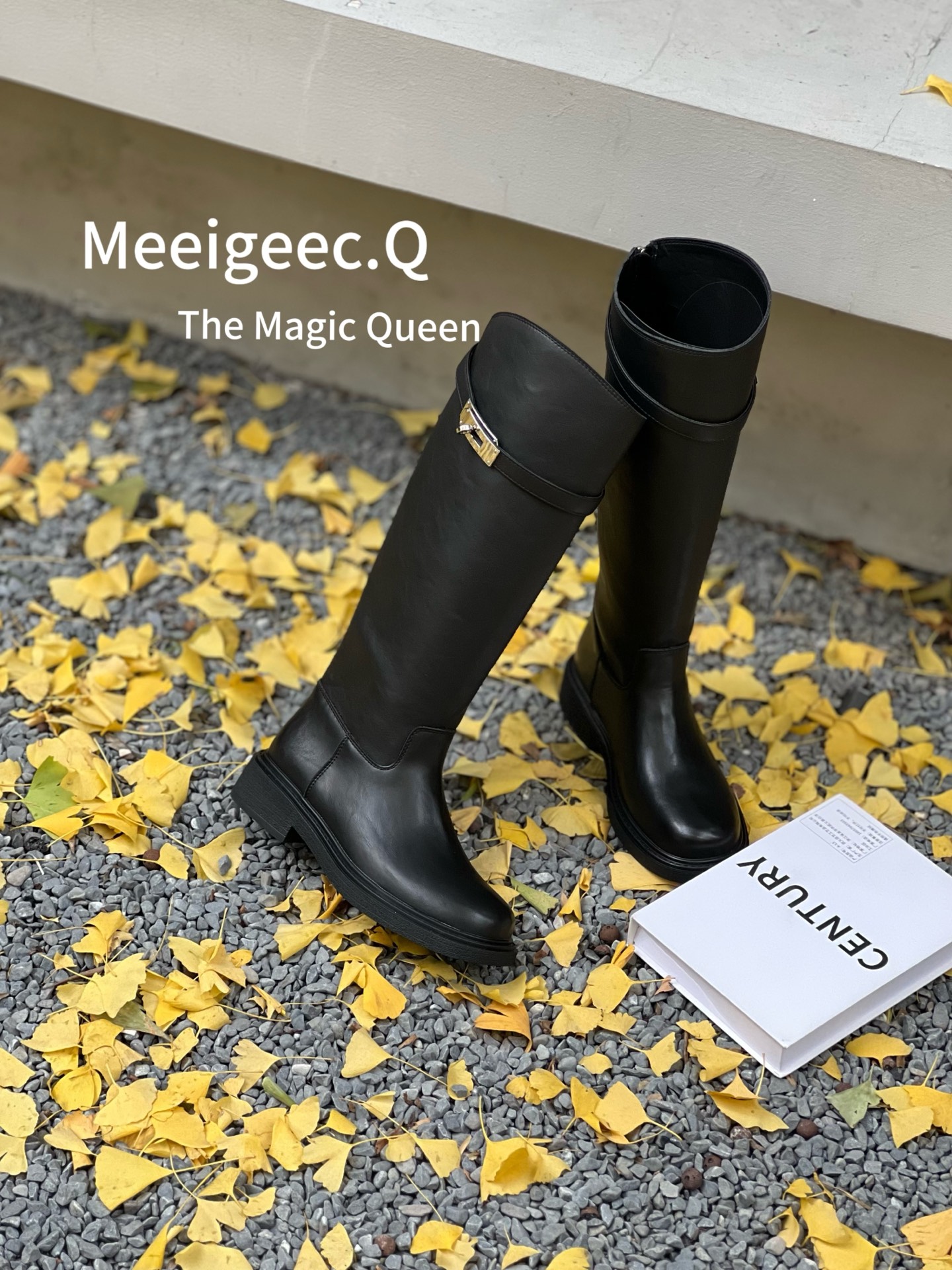 黑色系中国码骑士靴时尚冬季百搭长筒靴潮流女靴