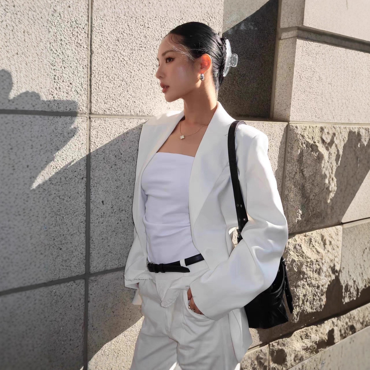 alo2025ALO新款休闲百搭洋气翻领宽松两粒扣长袖西装外套女