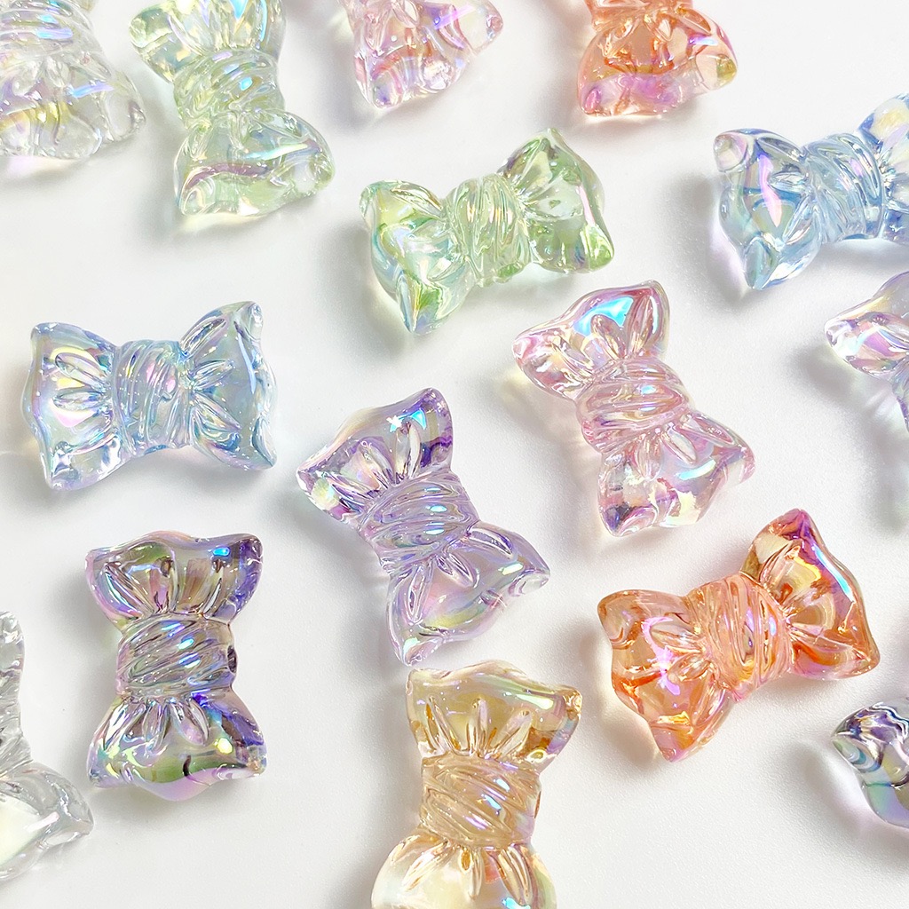 高透亮炫彩UV扭领结蝴蝶结DIY手工串珠配件亚克力散珠手链材料