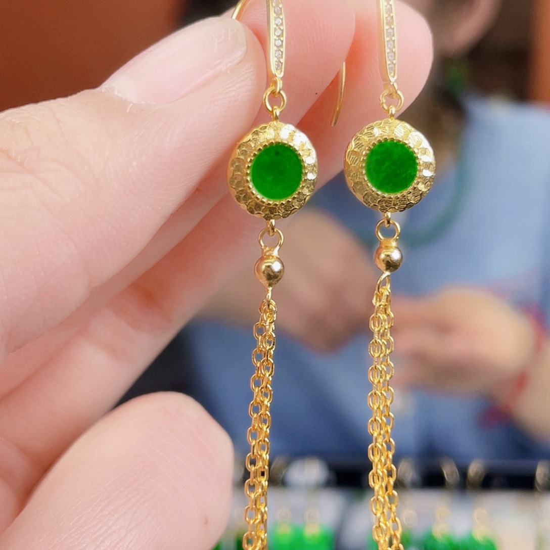 翡翠银S925镶嵌耳饰