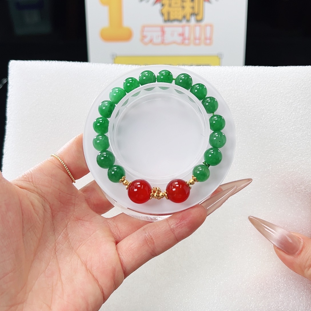 石英质玉手链银S925镶嵌盛***心