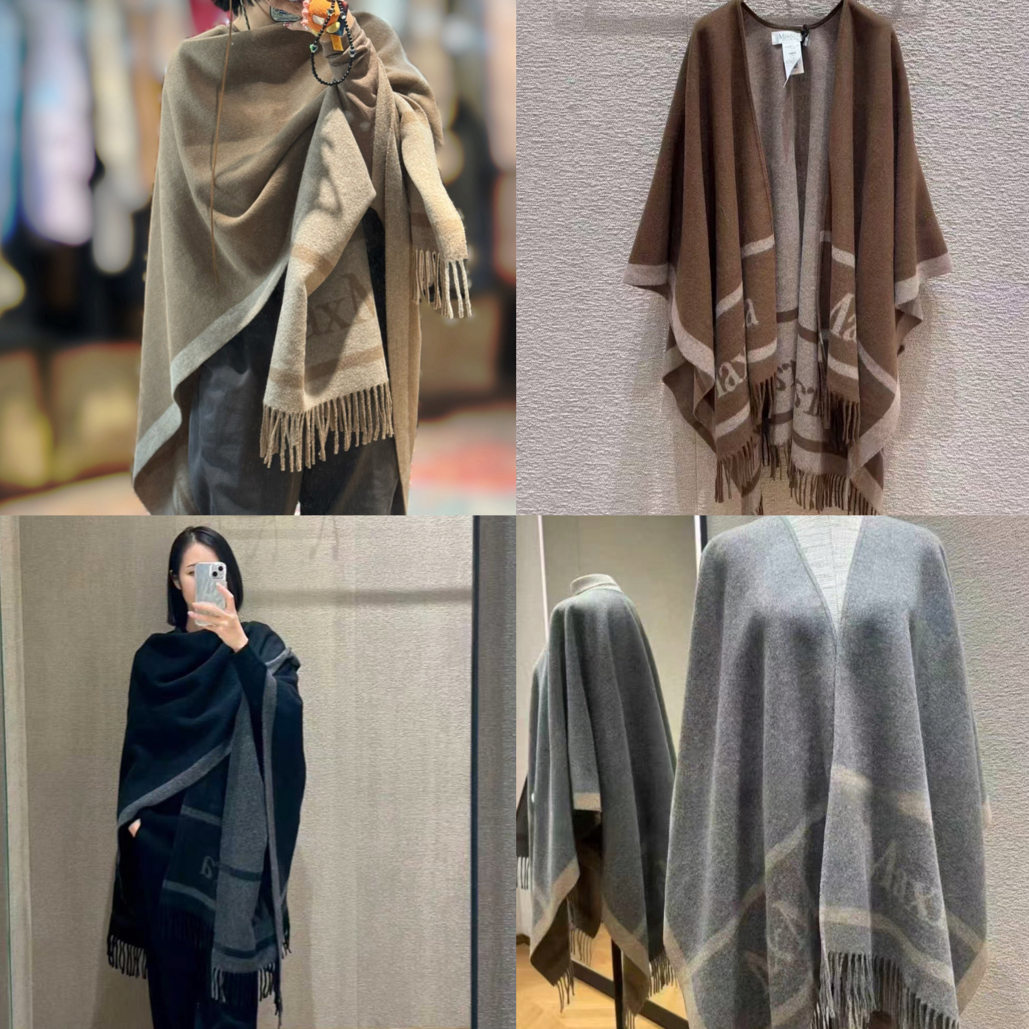 未使用 MaxMara 25新款大披肩羊毛围巾驼色黑色焦糖色灰色 hilde