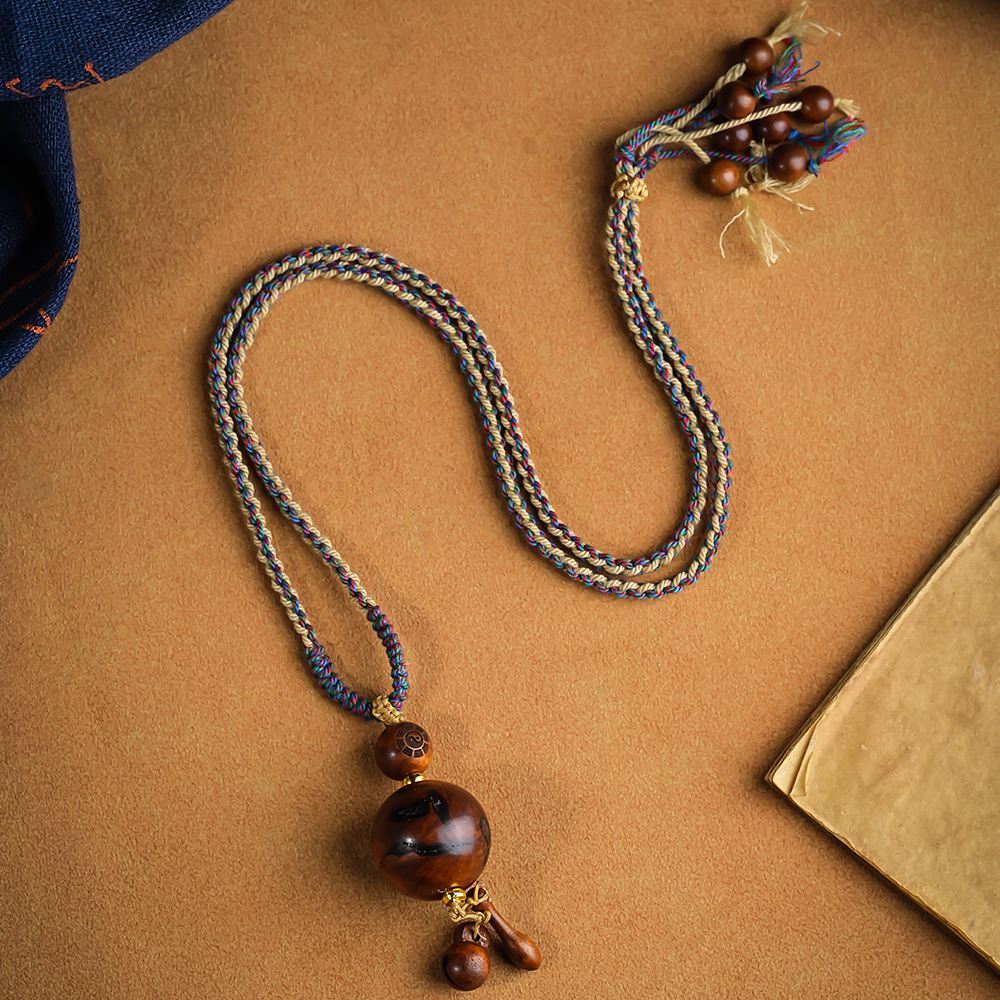 天然雷枣木圆球吊坠挂饰挂件木作饰品文玩手工精雕打造工艺品枣木