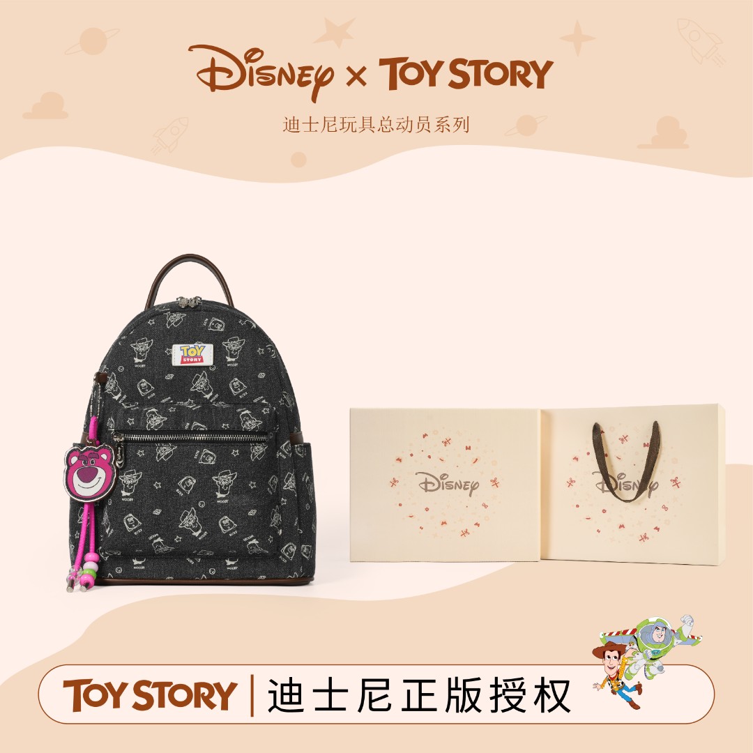 Disney/迪士尼玩具总动员卡通印花复古双肩包学生书包可爱背包