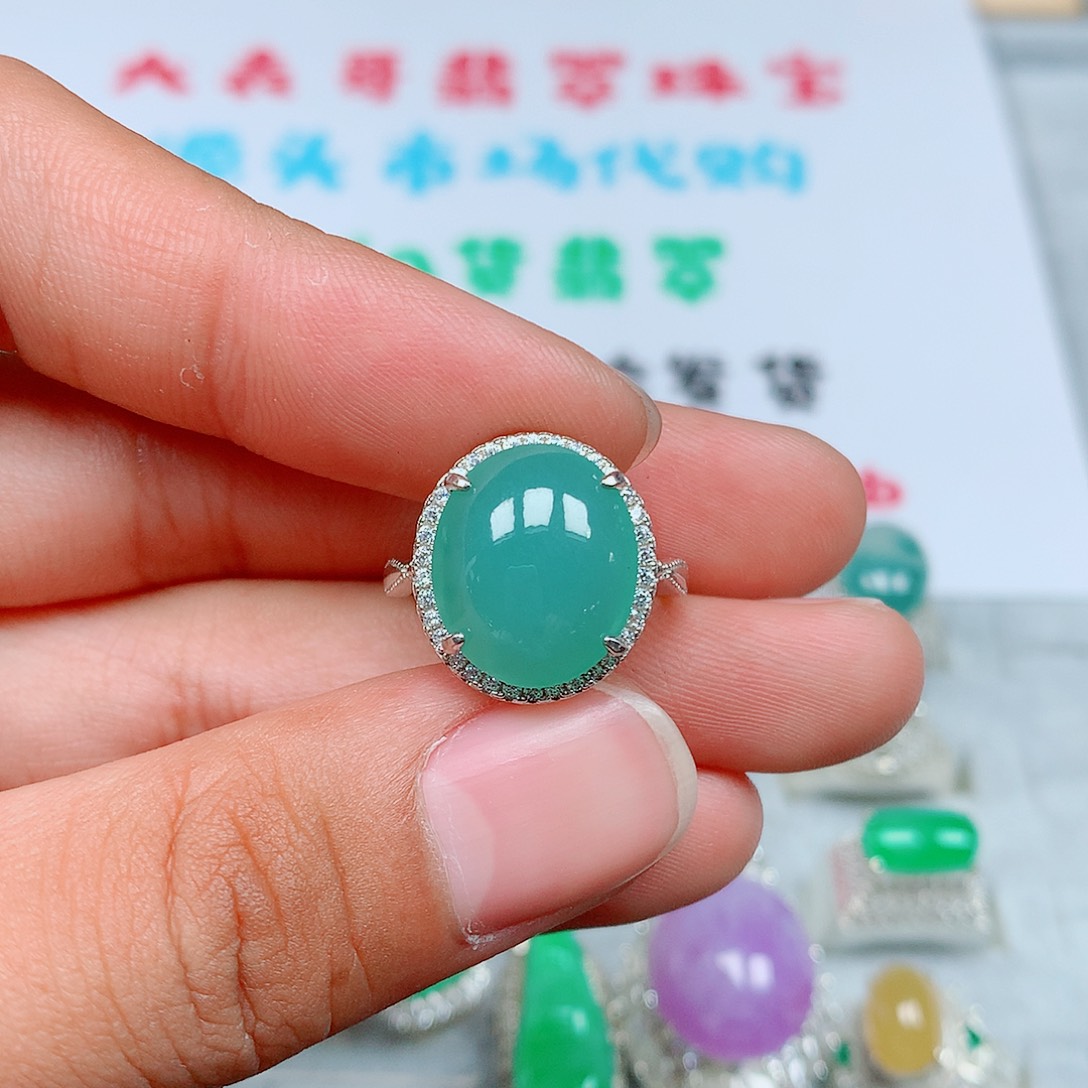 翡翠银S925镶嵌戒指128号