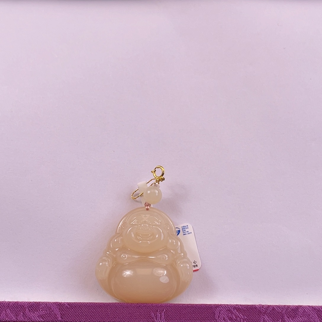 和田玉吊坠(不含链)18K金镶嵌