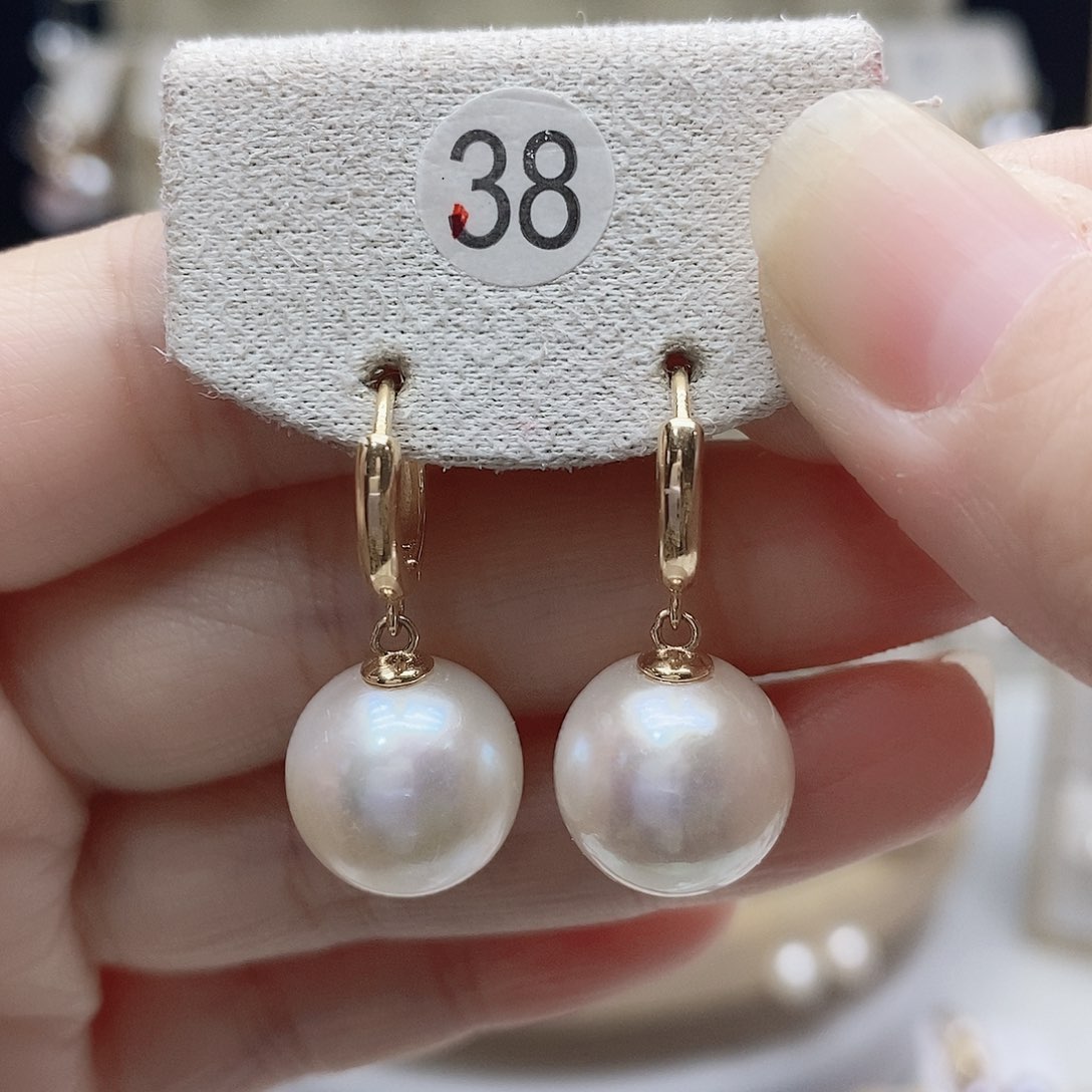 淡水珍珠耳饰银S925镀金镶嵌