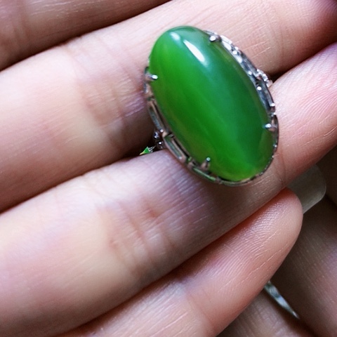 和田玉银S925镶嵌戒指