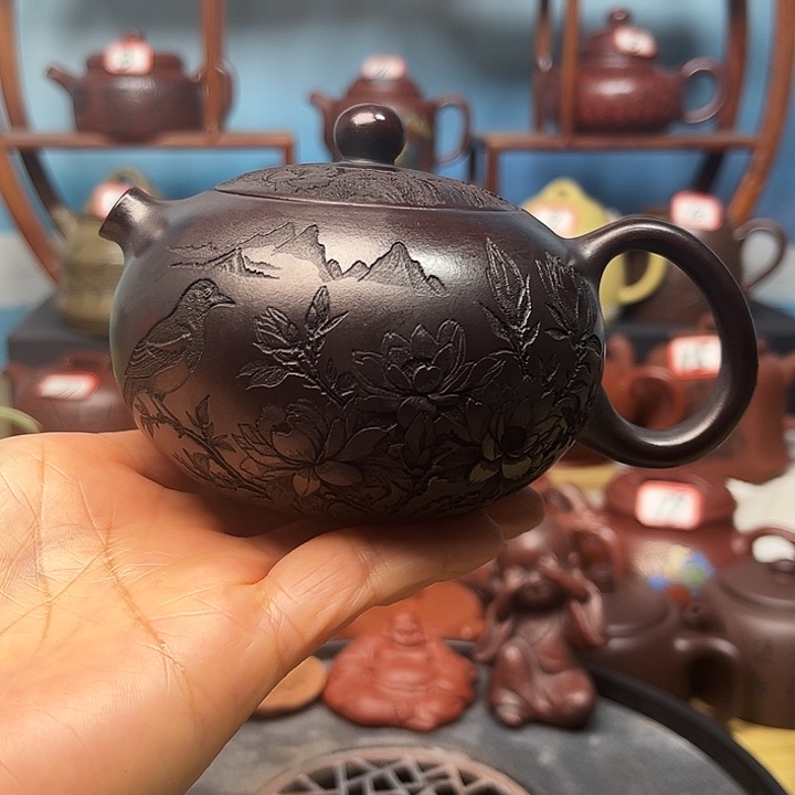 紫砂茶壶微瑕不带证书礼盒220cc