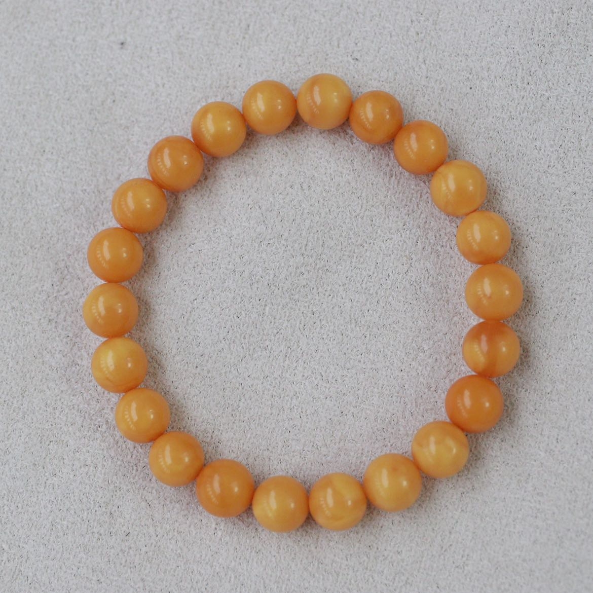清货 8mm 俄料花蜡蜜蜡圆珠手串 仙女款小清新 6.82克 