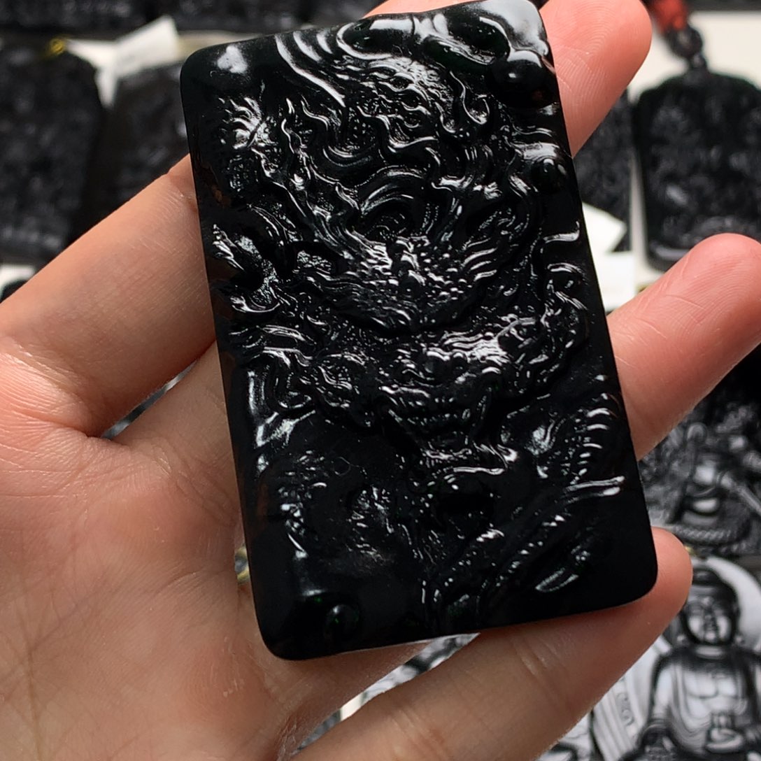 天然缅甸a货钢琴黑挂件