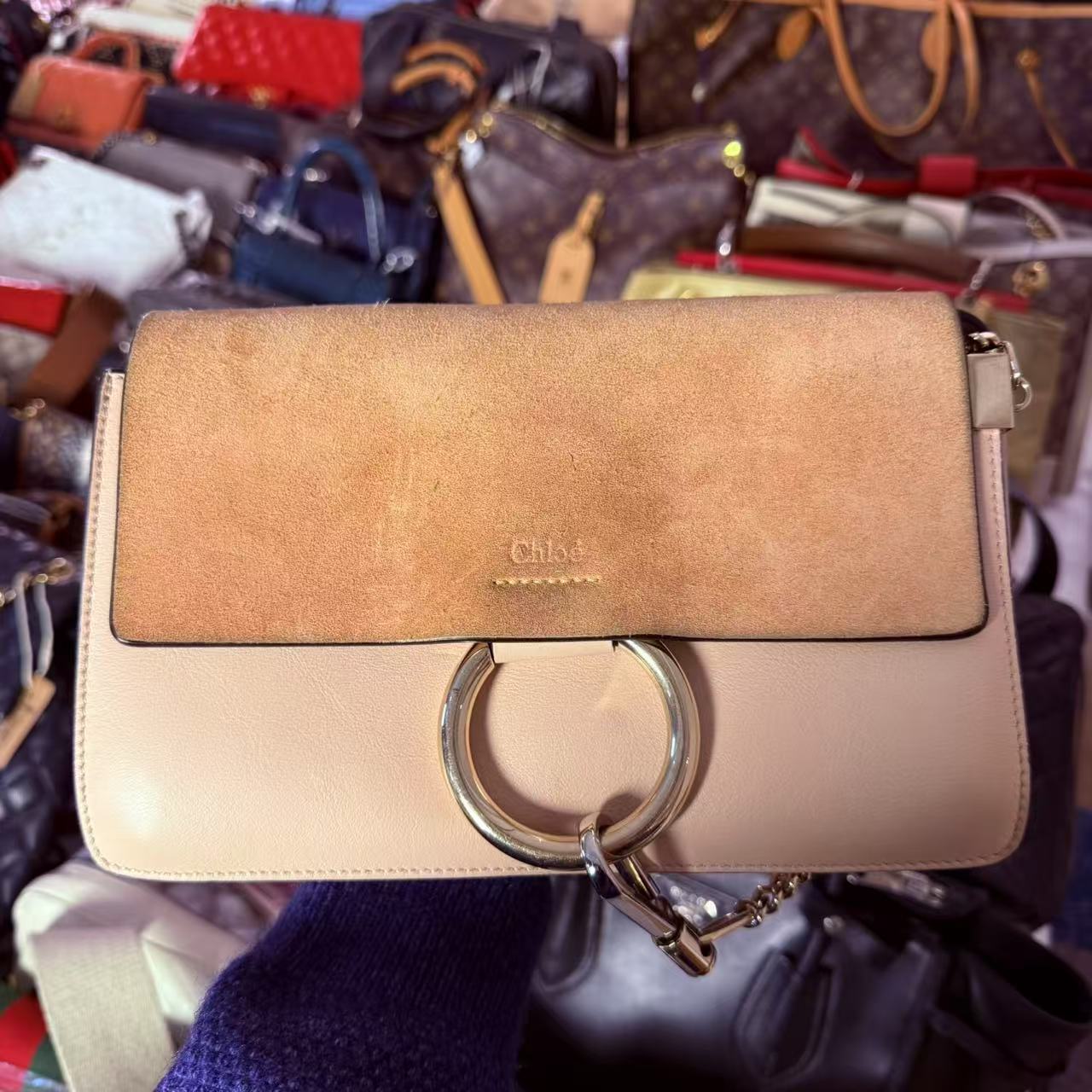 95新 Chloe/蔻依 奶茶色斜挎包/美美在包展