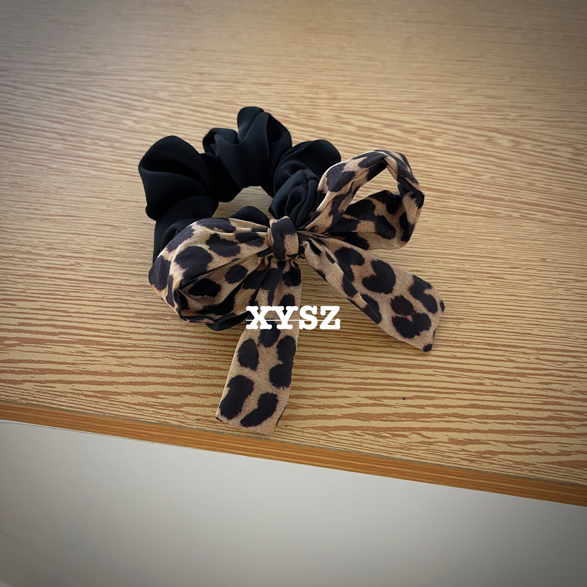 豹纹蝴蝶结发圈女原创设计日韩甜美风发圈发绳百搭时尚时髦小姨风
