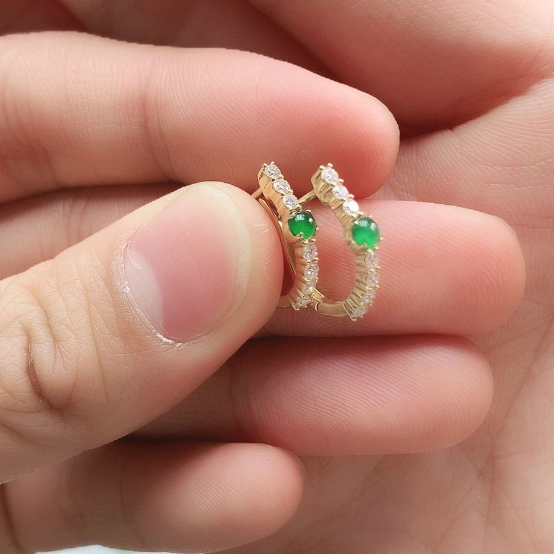 翡翠耳饰18K金镶嵌耳饰