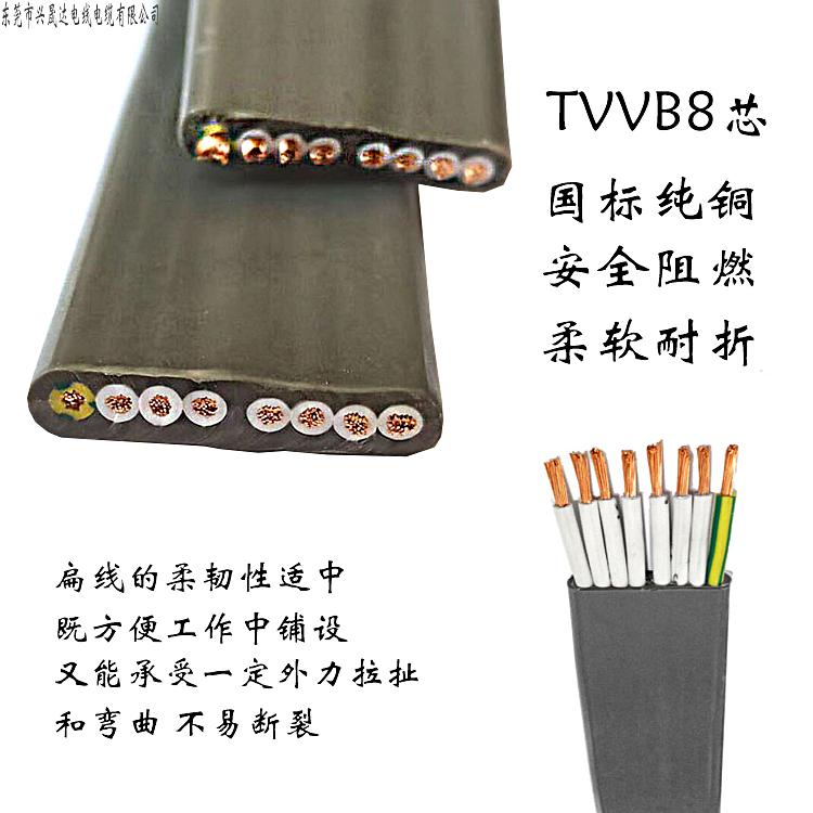 国标8芯伸缩门扁线 足米 扁平电缆国标厂家直销