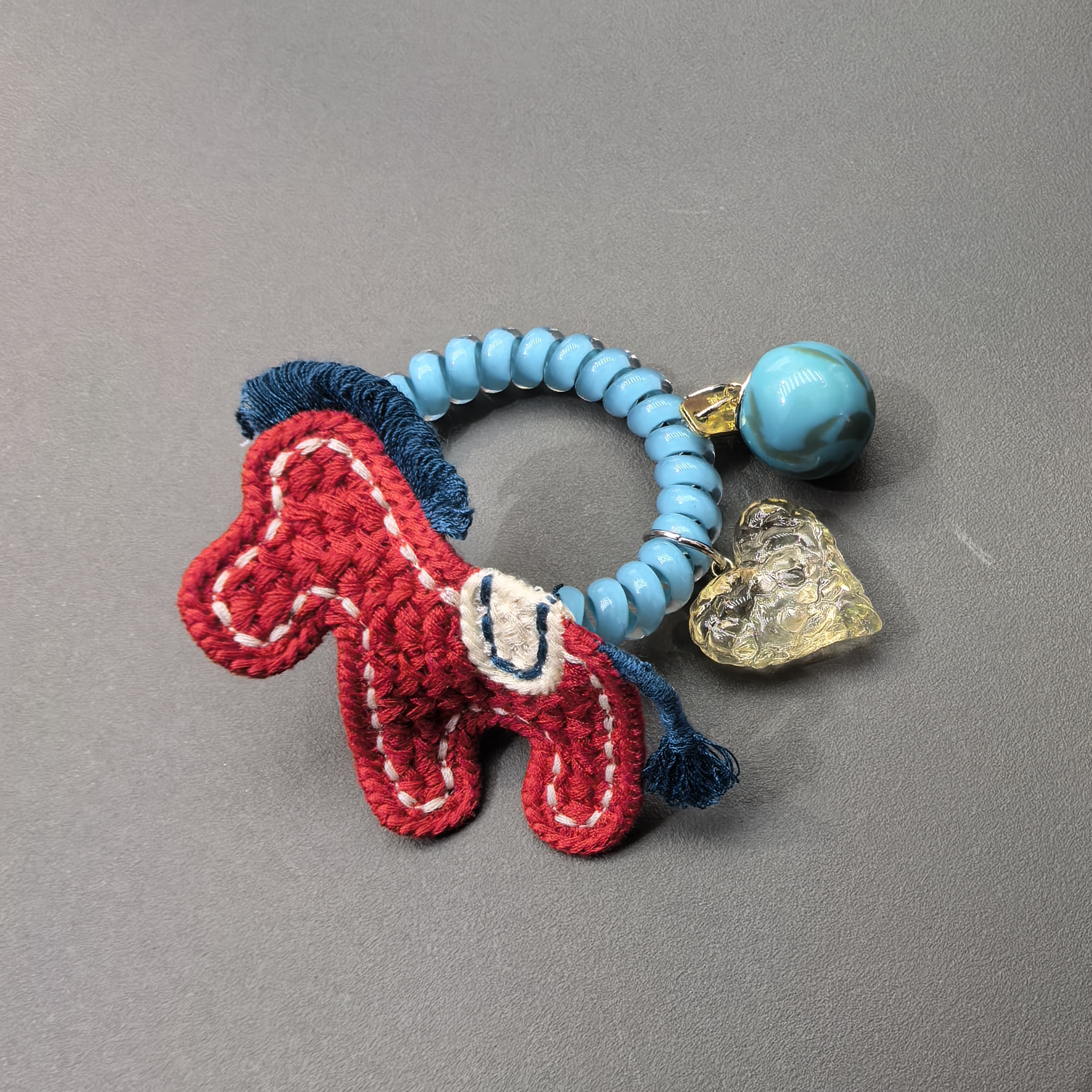 A635红色小马爱心球电话线发绳