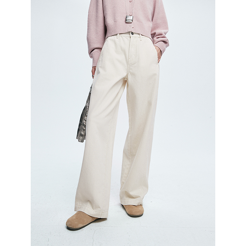 初棉【超模弯刀裤】侧缝前移原牛香蕉裤宽松阔腿牛仔裤362619008