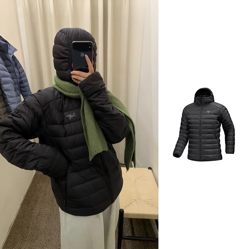 未使用 ARC'TERYX/始祖鸟 黑色轻薄连帽羽绒服Cerium Hoody 