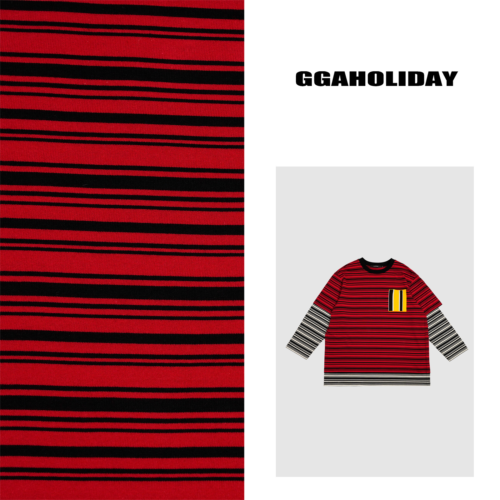 【上新】GGAHOLIDAY春夏新款时尚潮流条纹经典百搭短袖情侣T-152264