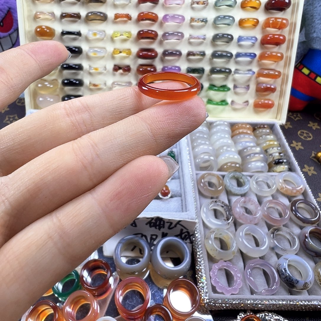 玛瑙/玉髓未镶嵌戒指B11不退换17港14