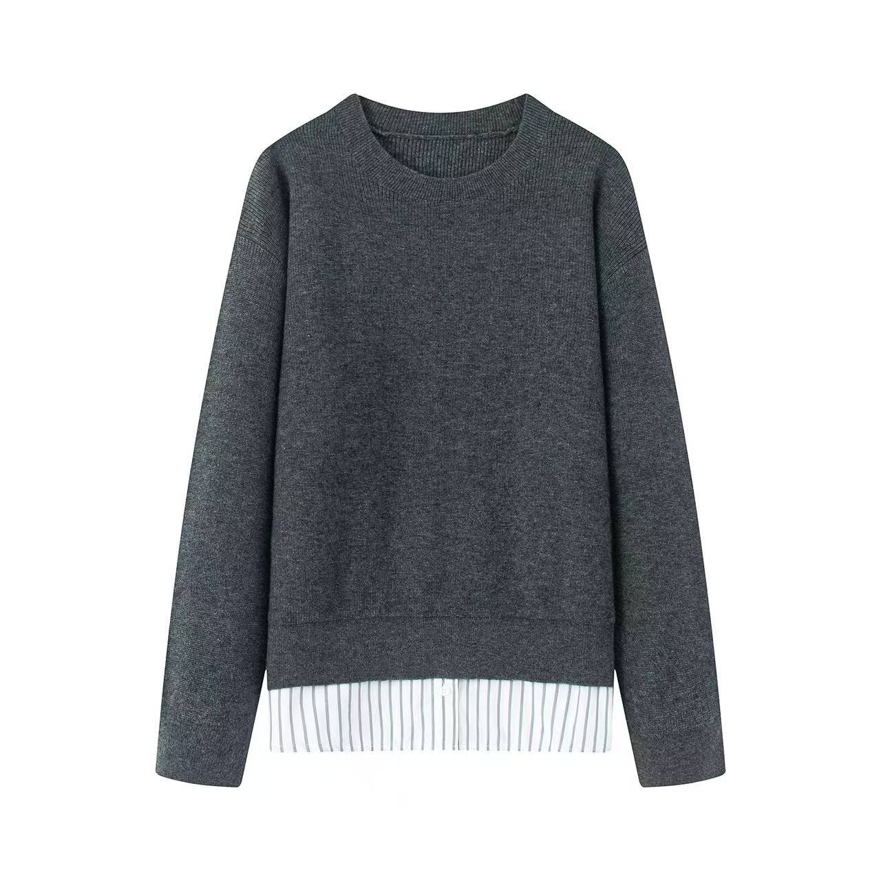 迪家2025冬季新款休闲百搭假两件针织衫女7790