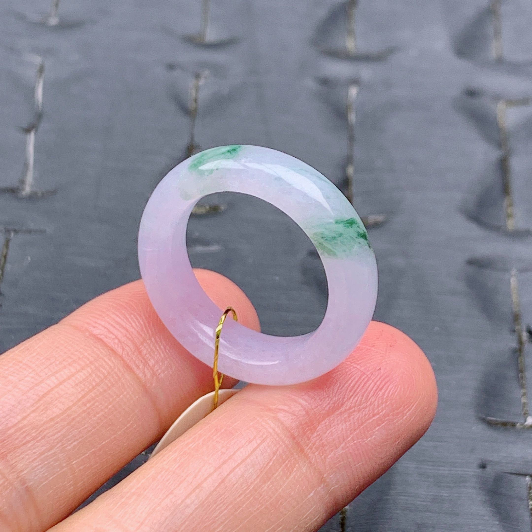 13-14号缅甸天然A货翡翠T703 内径17mm 冰紫飘花内弧戒指春彩款