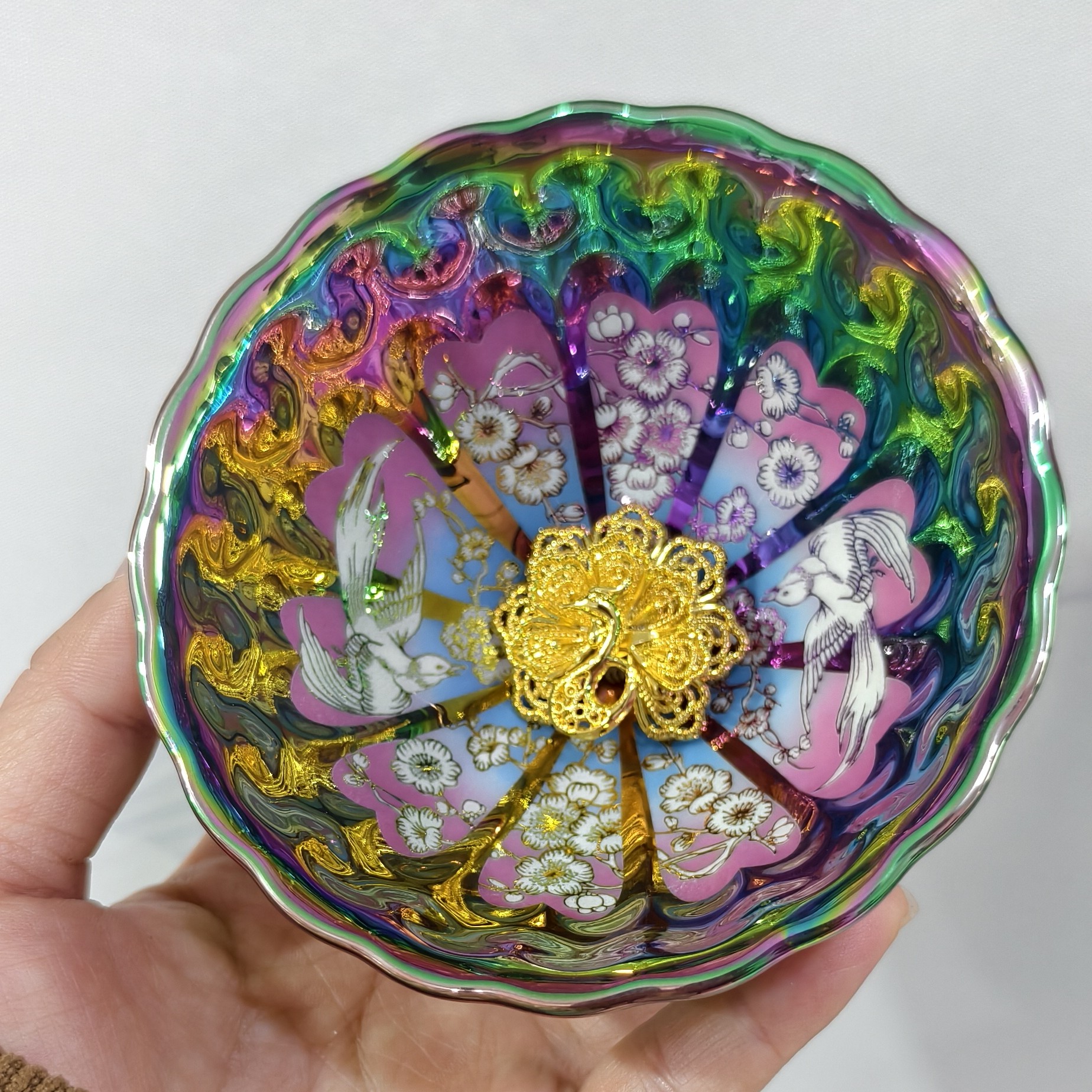 【七彩百鸟朝凤】喝茶喝水品茗杯陶瓷杯主人杯凤凰杯