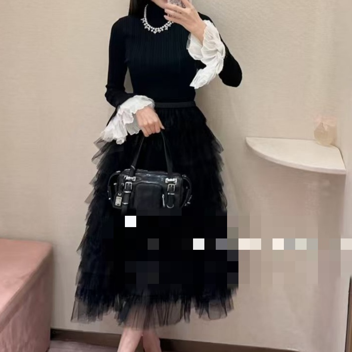 SZSALI 定制喇叭袖秋季女毛针织衫针织荷叶袖套头款长袖