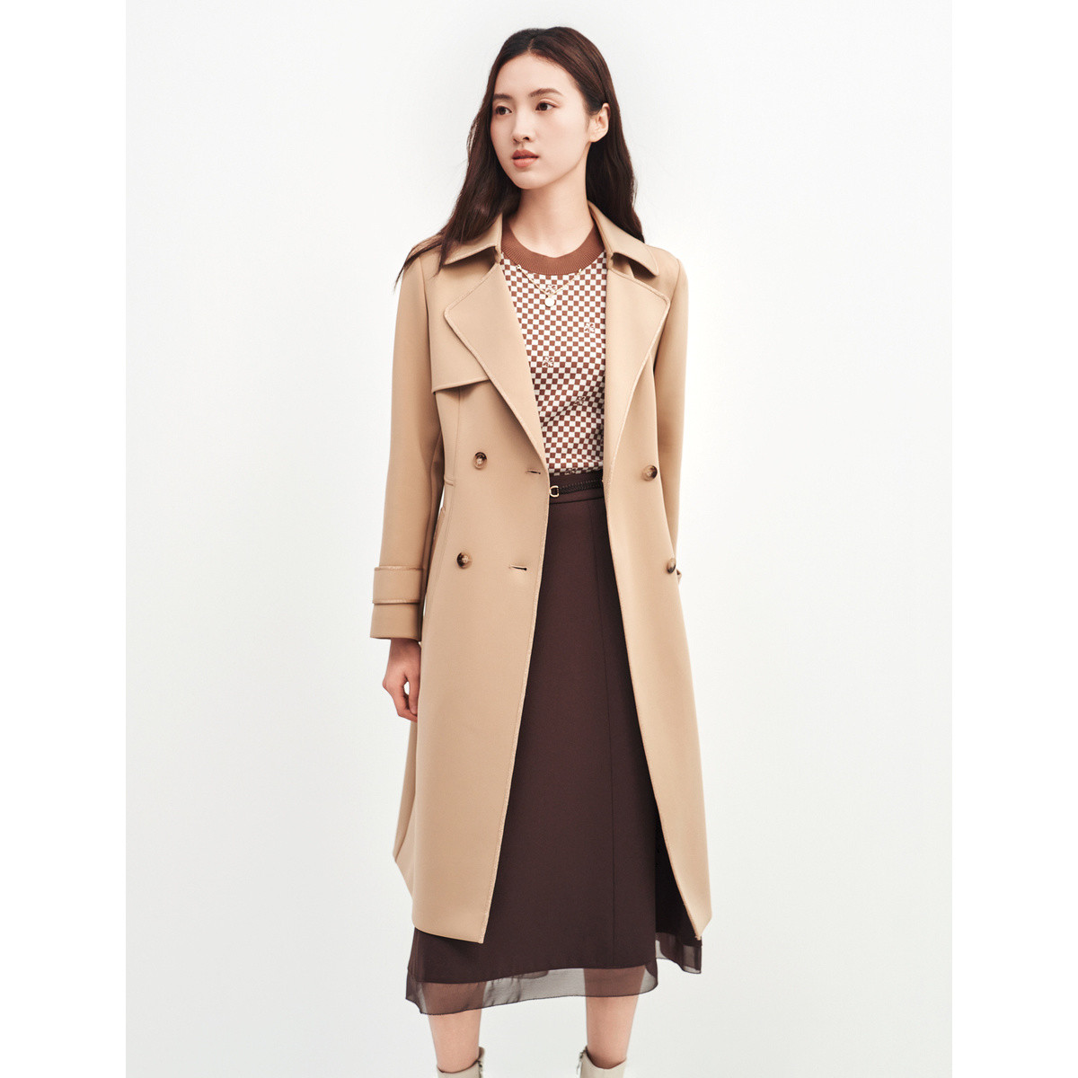 【安雅专属】经典中长款风衣气质通勤百搭款外套女EJ00389C4