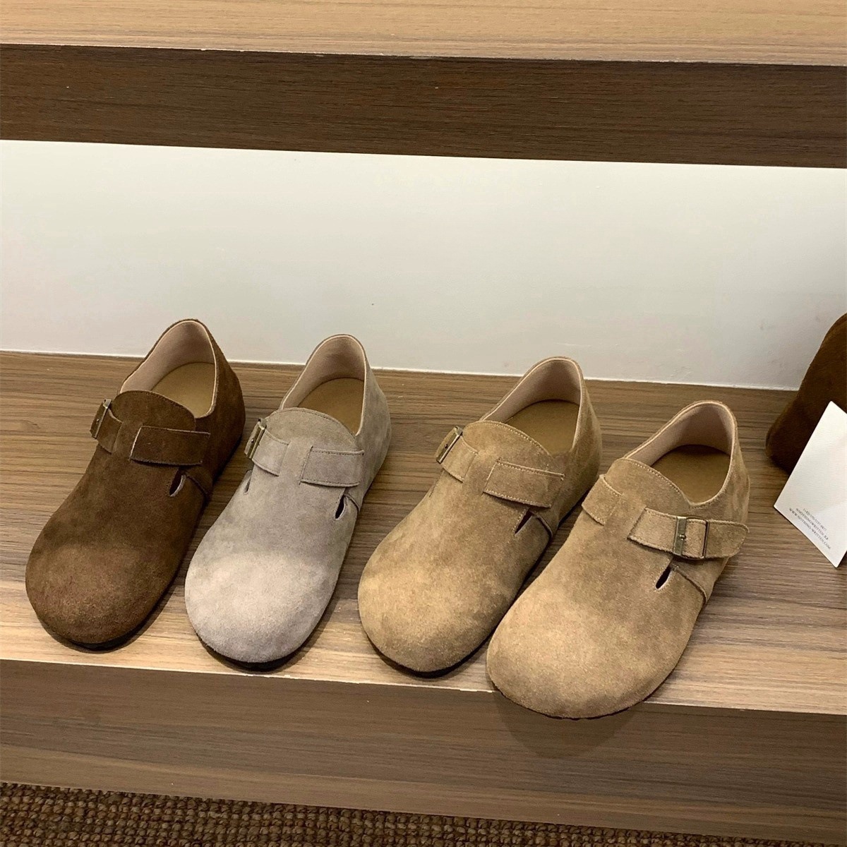 纯色反绒单鞋女鞋平底复古软底韩版秋季舒适百搭鞋