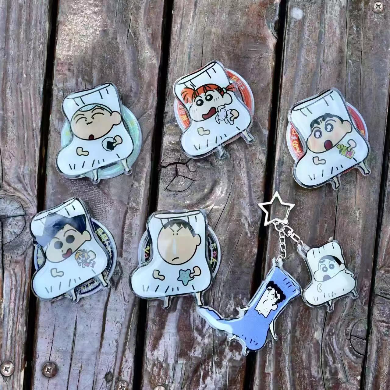 德川酷紫原创袜笔小新春日部防卫队通用可爱卡通手机磁吸支架