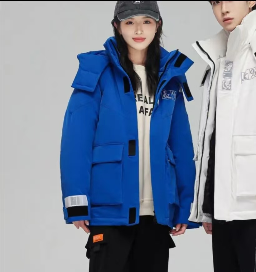 957蓝G-【国标90】男女同款连帽深冬系列外套情侣休闲户外套