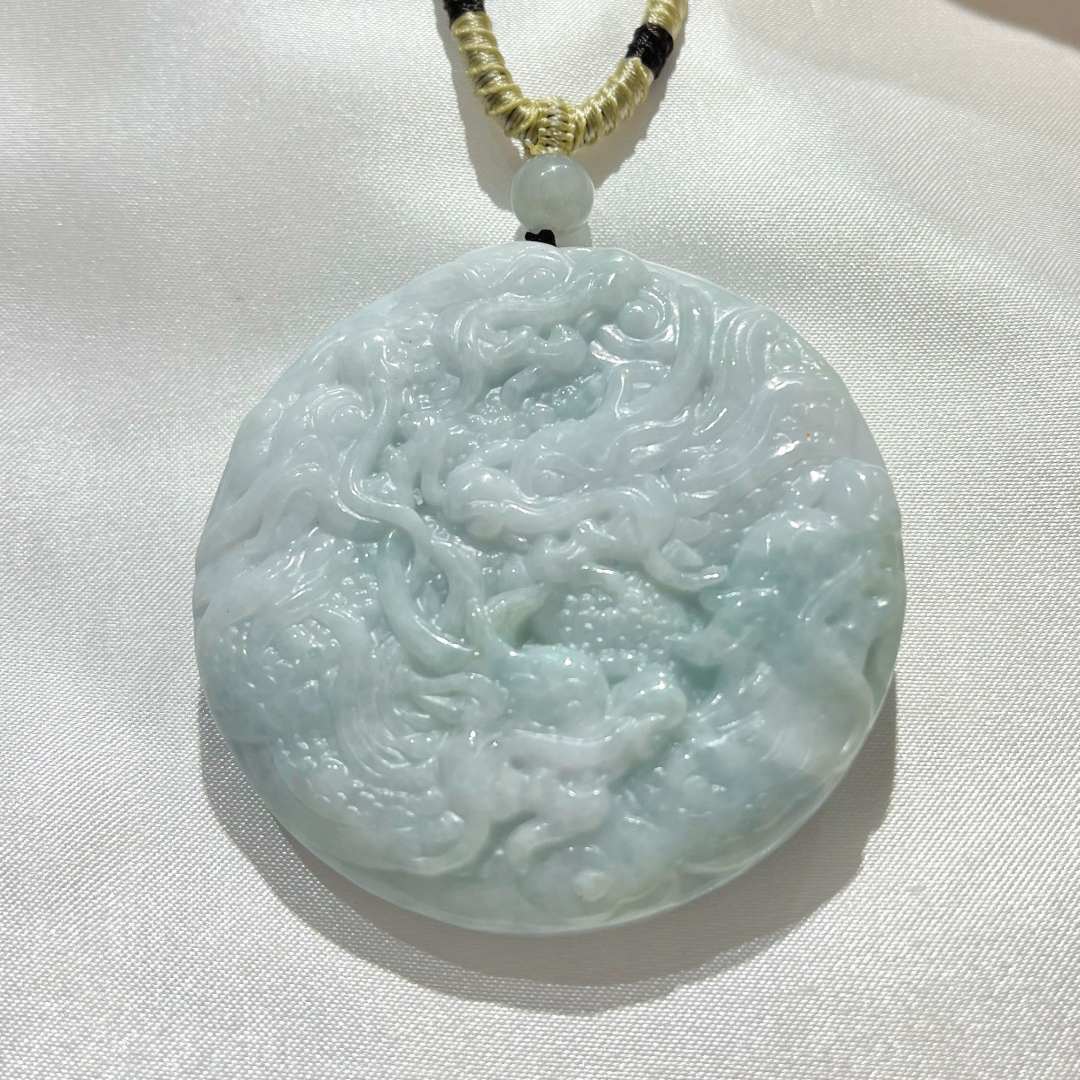 天然缅甸A货翡翠大龙牌双面精美吊坠